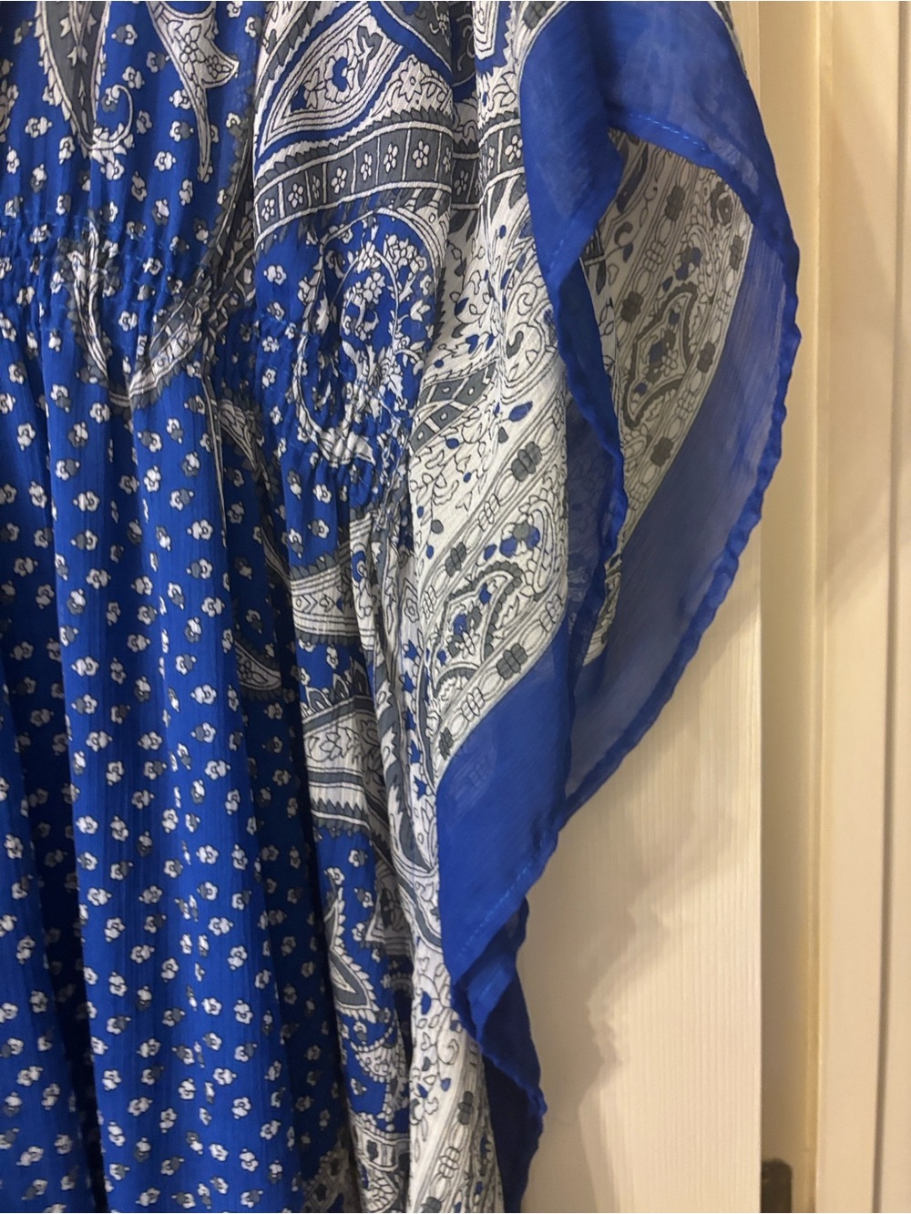 Blue Paisley Boho Maxi Kaftan Dress - Picture 4 of 7